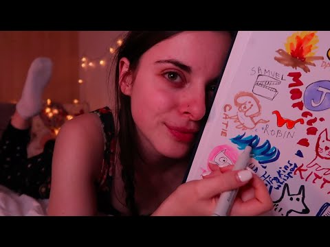ASMR Whispers & doodles for sleep [1 HOUR] Subscribers appreciation video 🥳🥺❤️🥰