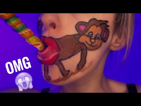 ASMR Sucking lollipop Monkey Lol ASMR It will help you sleep 🫣