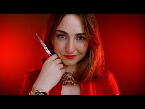 ASMR - Flirty stylist cuts your hair (layered sounds + personal attention)