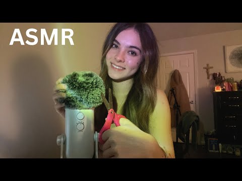 ASMR | plucking negative energy with fluffy mic ✨ (hand movements, scissors, close whispers)