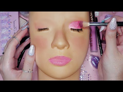 [ASMR] Sparkly Makeup on Mannequin Head (whispering, tapping, makeup sounds) for sleep
