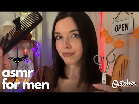 (Spooky) Men's Haircut and Scalp Massage 👻| Soft Spoken Roleplay, Personal Attention, Halloween🎃