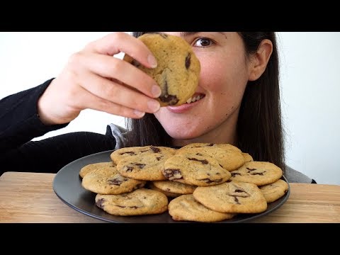 ASMR Eating Sounds: Homemade Choc Chip Cookies (Whispered)