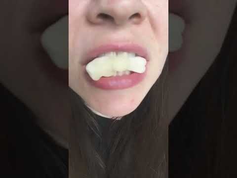 ASMR 🐰🍬👄🦷 pt 4 clear easter gummy satisfying sunny mouth sounds crush eat teeth chew #shorts