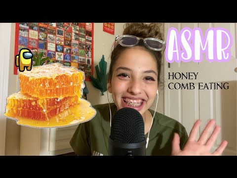 ASMR eating honeycomb 🍯 (among us giveaway CLOSED)