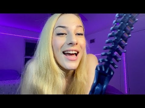 ASMR Brushing Your Hair & Tingly Whispers ~ Up-Close Personal Attention Role Play