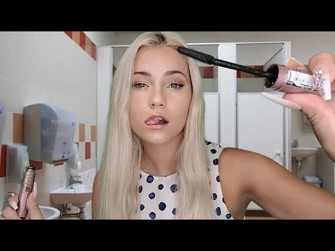 ASMR Judgmental Popular Girl Does Your Makeup in a School Bathroom (fast and aggressive)