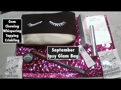 ASMR Gum Chewing Ipsy Glam Bag Unboxing- Sept 2018. Whispered
