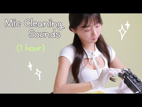 ASMR 🌙 1HOUR~ Cleaning the Mic! Mic Touching Sound 🌙 기분 좋아지는 마이크 닦는 소리 😌