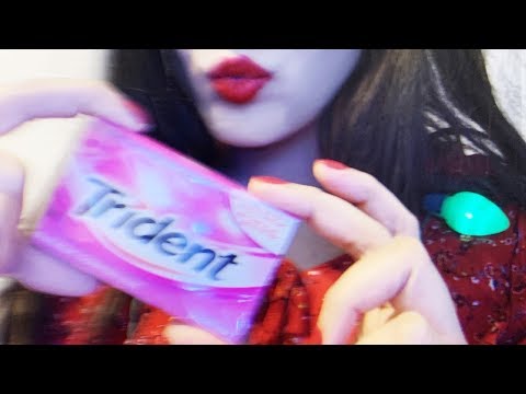 ASMR Trident Bubble Gum Chewing & Whispering