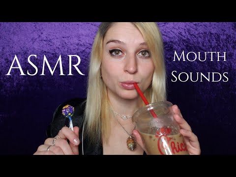 ASMR Mouth Sounds ,Tongue Clicking, Lolli Pop Eating, Sipping, Kiss, Inaudible Whispering