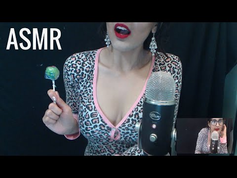 ASMR Eating Lollipop (Blue Yeti)(Candy Eating Sounds)🍭(tapping, hand movements, scratching) Whisper