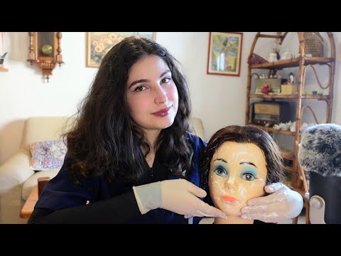 ASMR MEDICAL Beautician Roleplay part 2 ( putting on sterile gloves, squishy sounds, face massage)