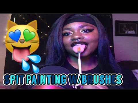 ASMR Spit Painting W/ Brushes 💦👩‍🎨🖌 (mouth sounds)