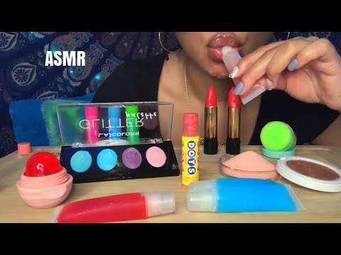 ASMR | Edible Makeup 💄 Edible Cosmetics, Lipgloss, Lipstick, Chapstick, Edible Eyeshadow