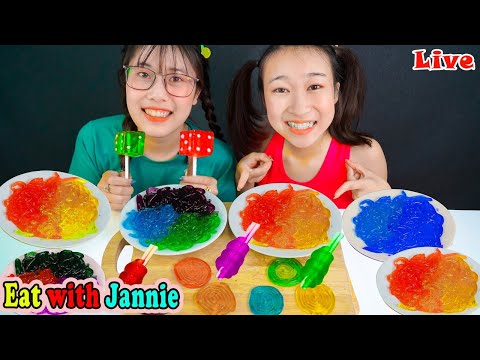 Mukbang noodles jelly and ice cream 묵 방면 젤리와 아이스크림 Eat with Jannie