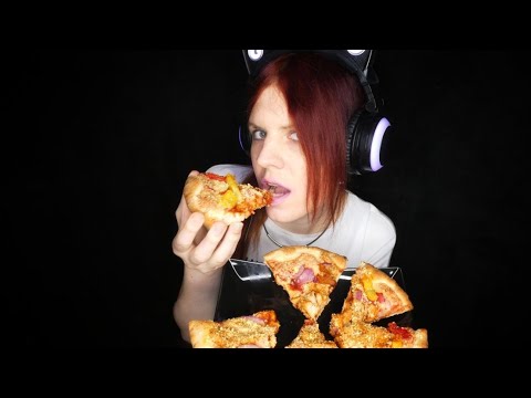 ASMR | Cunchy Smoky BBQ Woodfired Pizza | Fryfamily (No Talking) | Eating Sounds