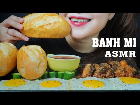 ASMR BANH MI WITH CANNED FISH, OMELET , EATING SOUNDS | LINH ASMR