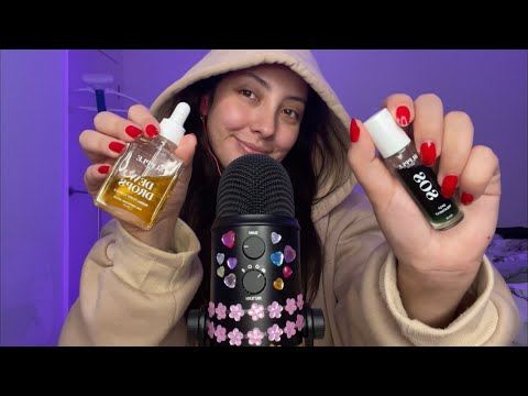 ASMR fast tapping on skincare 💜 ~glass + plastic tapping~ | Whispered