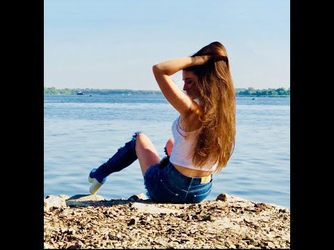 Beautiful long hair brushing and hair playing on nature, different positions