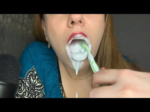 ASMR | Teeth Brushing + Tongue Brush 🌊✨🪥💙