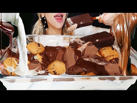 ASMR Nutella Сhocolate Сhips Cookies, Ice-Cream, Chocolate candy Bars & Milk (No Talking) Mukbang