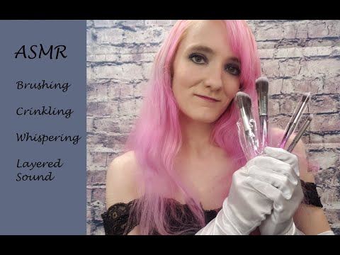 ASMR Brushing, Crinkling and Whispering with Layered Sound