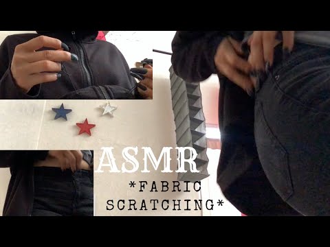 ASMR fabric shirt + jeans scratching + zipper sounds 🤐 LONG NAILS