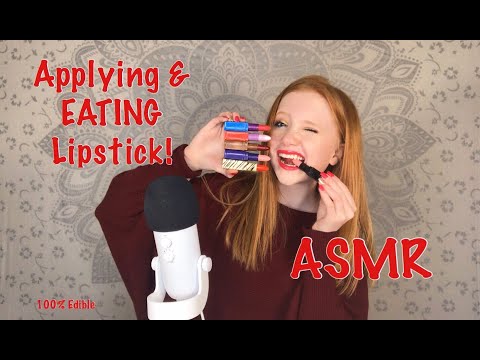 ASMR | Applying & EATING Lipstick...... (100% edible fun)