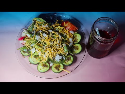 Spinach Cucumber Salad ASMR Eating Sounds