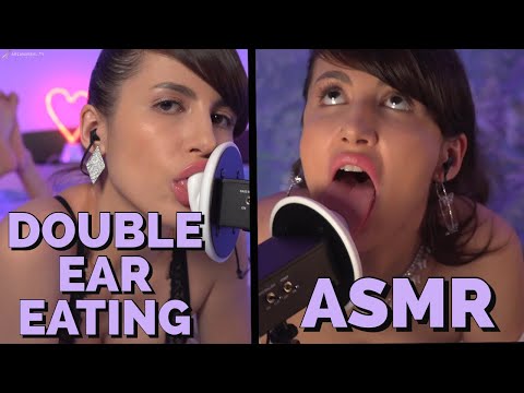 ASMR Double Ear Eating with Myself, Licking, Nibbles, & Kisses