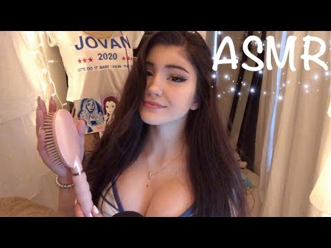 ASMR ♡ Relaxing Hair Brushing and Stress Relieving Hair Play (with tapping)