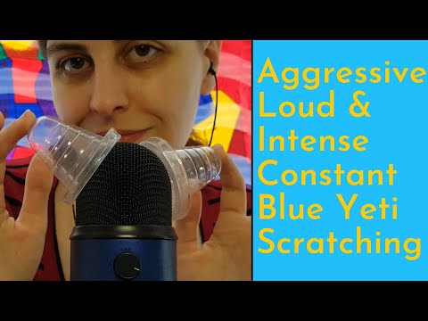 ASMR Aggressive & Intense Constant Blue Yeti Mic Scratching With Plastic Caps - Very Intense & Loud!