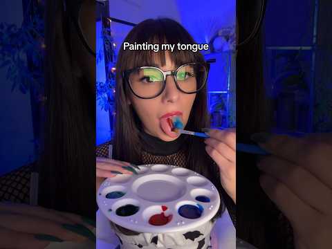 painting my tongue ASMR 🫠 #asmr #shortsfeed