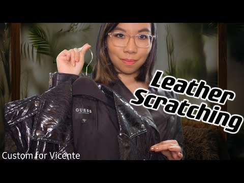 ASMR LEATHER JACKET SCRATCHING & RUBBING (Soft Speaking) 🧥🖤 [Custom for Vicente]