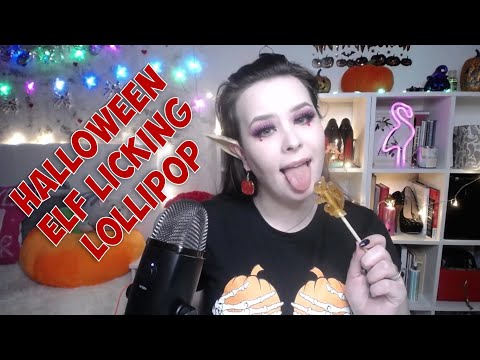 ASMR Halloween 🎃 elf licking lollipop 🍭 mouth sounds
