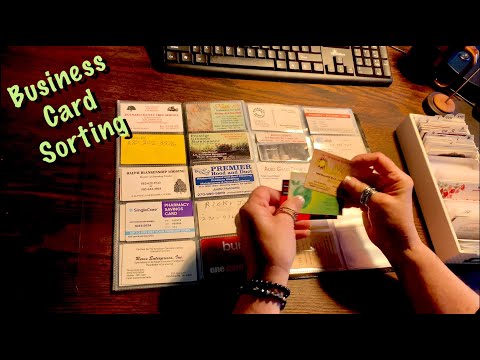 ASMR Request/Business cards! (No talking only) Organizing cards into plastic sheet protectors!