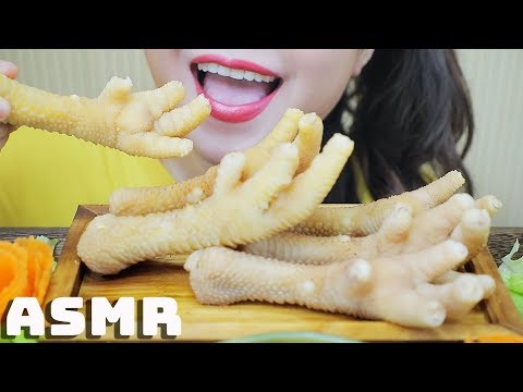 ASMR STEAMED DRAGON CHICKEN FEET WITH GREEN SCALLIONS , EXTREME CRUNCHY EATING SOUNDS | LINH-ASMR