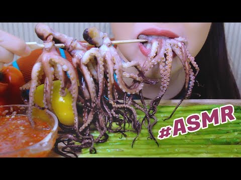 ASMR Grilled Octopus , Satisfying chewy EATING SOUNDS | LINH-ASMR