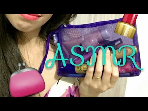 ASMR  Português - Minha necessaire de maquiagem 💄l whisper , tapping - video para dar sono