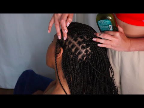 ASMR oiling scalp and counting braids 😴 on Adrianna - extremely tingly (whisper)