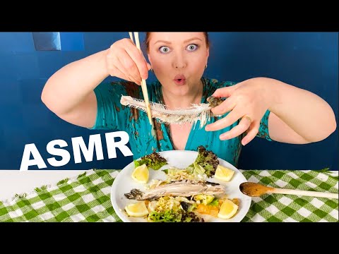 ASMR Trout whole Fish | Soft, Crunchy and Sucking Eating Sounds | Healthy food
