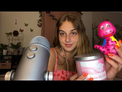 ASMR pink triggers 🌺 tapping and whispering