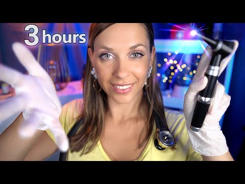 ASMR 3 Hours of Medical Exams - Ear Exam, Sleep Clinic, Cranial Nerve, Scalp, Personal Attention