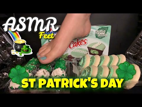 ST PATRICK'S DAY CRUSH! (No Talking) CUPCAKES, COOKIES, AND MORE 성 패트릭의 날 | ASMR FEET
