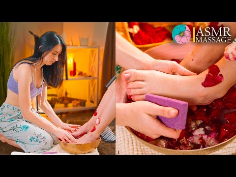 ASMR Massage relaxing foot scrub in water with cracking sounds by Anna
