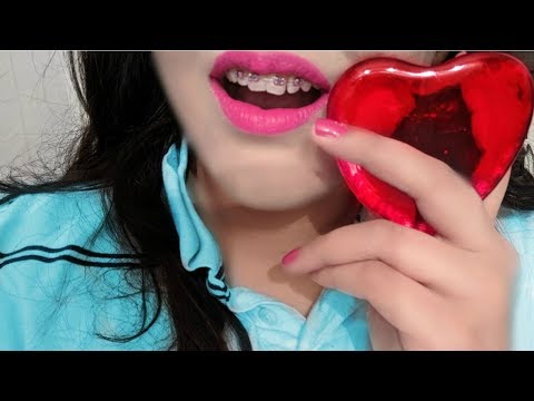 ASMR Tapping , Mouth Sounds, Teeth Sounds (Valentines Day) 💜💚