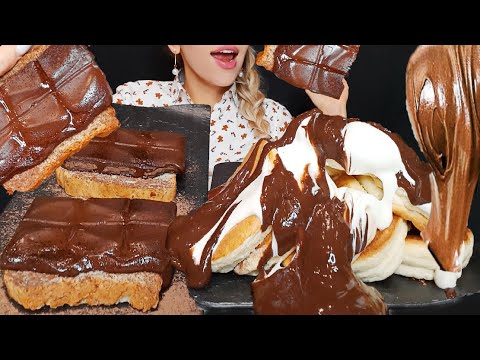 ASMR NUTELLA FLUFFY PANCAKES, Chocolate Bars Toast | dessert Mukbang 먹방 Eating Sounds