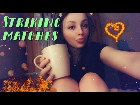 Match lighting with fire crackling and tapping sounds - ASMR