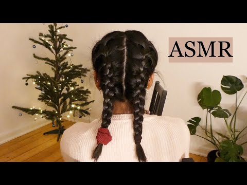 ASMR 🎄 Christmas themed hair play session with my friend (straightening & braiding, no talking)